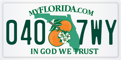 FL license plate 0407WY