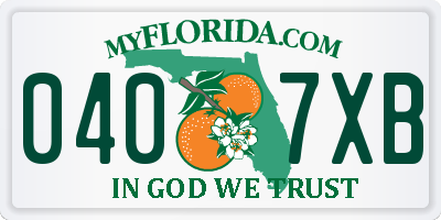 FL license plate 0407XB