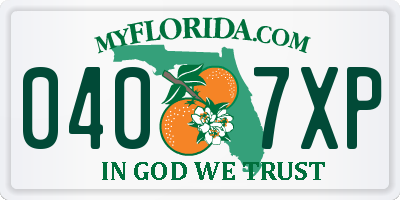 FL license plate 0407XP