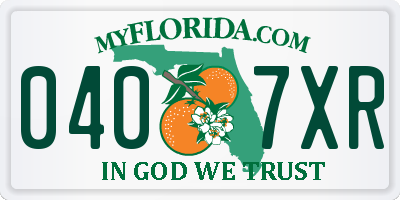 FL license plate 0407XR