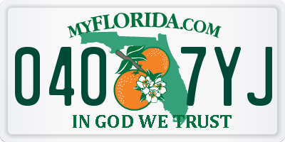 FL license plate 0407YJ