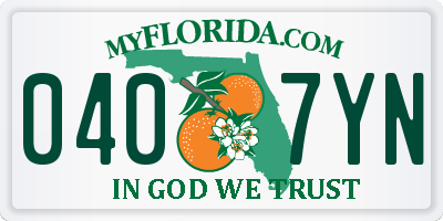 FL license plate 0407YN