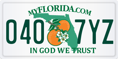 FL license plate 0407YZ