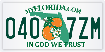 FL license plate 0407ZM