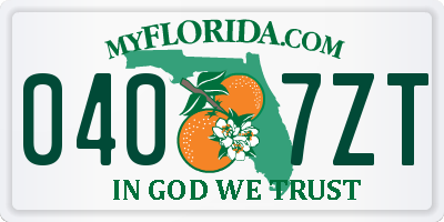 FL license plate 0407ZT