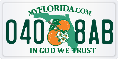 FL license plate 0408AB