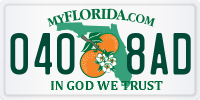 FL license plate 0408AD