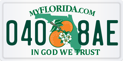 FL license plate 0408AE