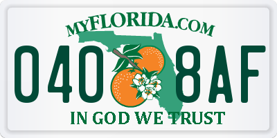 FL license plate 0408AF