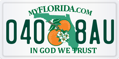 FL license plate 0408AU