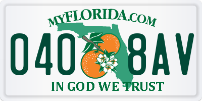 FL license plate 0408AV