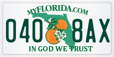 FL license plate 0408AX