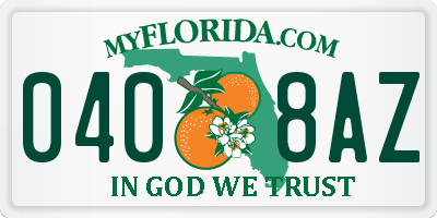 FL license plate 0408AZ