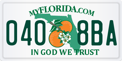 FL license plate 0408BA