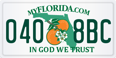 FL license plate 0408BC