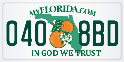 FL license plate 0408BD