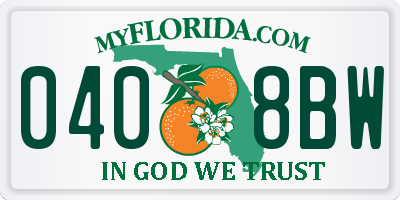 FL license plate 0408BW