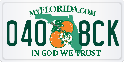 FL license plate 0408CK