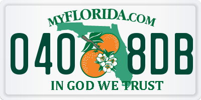 FL license plate 0408DB