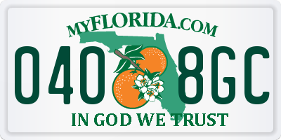 FL license plate 0408GC