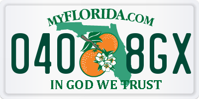 FL license plate 0408GX