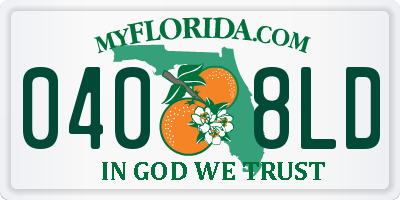 FL license plate 0408LD