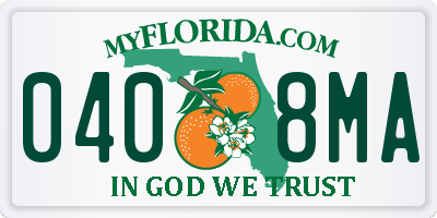 FL license plate 0408MA
