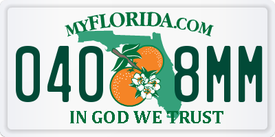 FL license plate 0408MM
