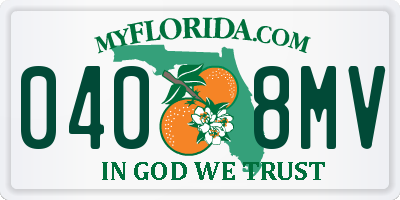 FL license plate 0408MV