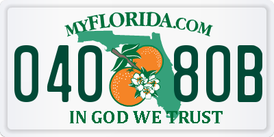 FL license plate 0408OB
