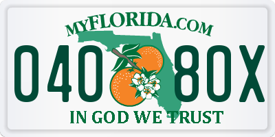 FL license plate 0408OX
