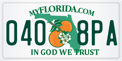 FL license plate 0408PA