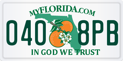 FL license plate 0408PB