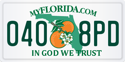 FL license plate 0408PD