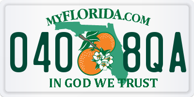 FL license plate 0408QA