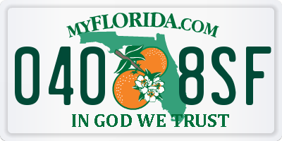 FL license plate 0408SF