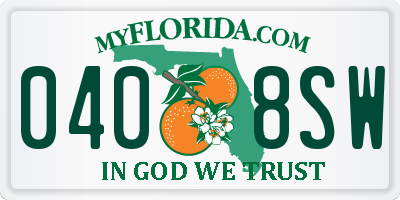 FL license plate 0408SW