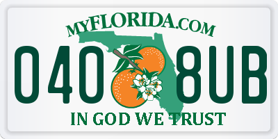 FL license plate 0408UB
