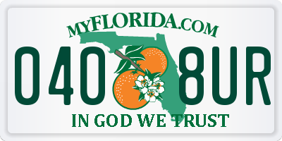 FL license plate 0408UR