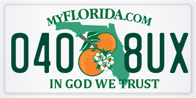 FL license plate 0408UX