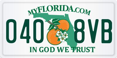 FL license plate 0408VB
