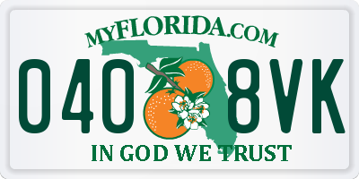 FL license plate 0408VK