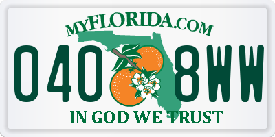 FL license plate 0408WW