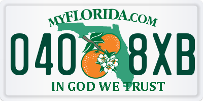 FL license plate 0408XB