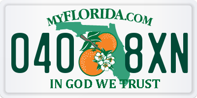 FL license plate 0408XN