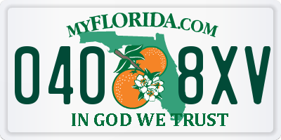 FL license plate 0408XV