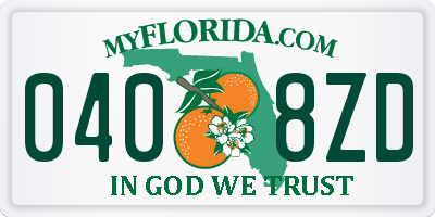 FL license plate 0408ZD