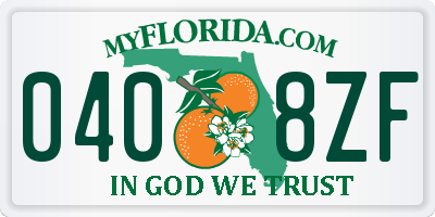 FL license plate 0408ZF