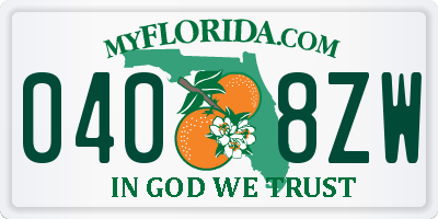 FL license plate 0408ZW