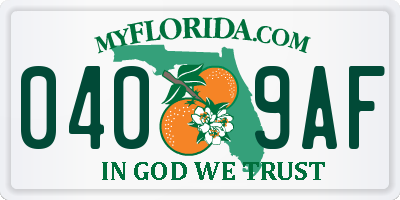 FL license plate 0409AF